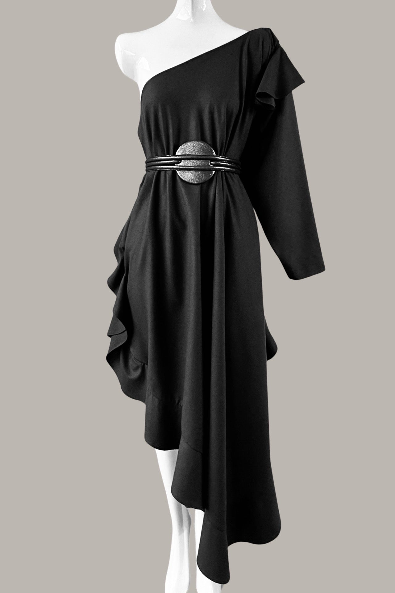 The Queen’s Kaftan with Trapunto Belt Black Kohl