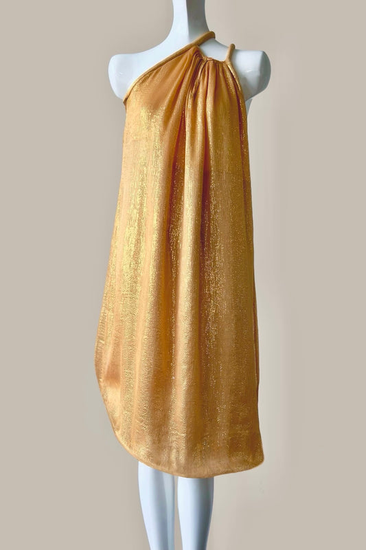 Convertible Paros Dress Egyptian Gold Silk Chiffon Lamé {Made to Order}