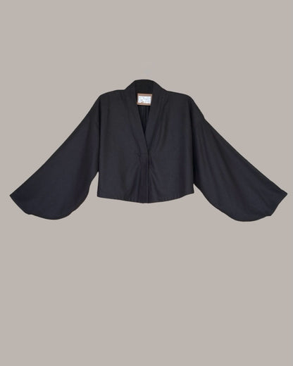 Kimono Jacket Raw Silk Black Kohl
