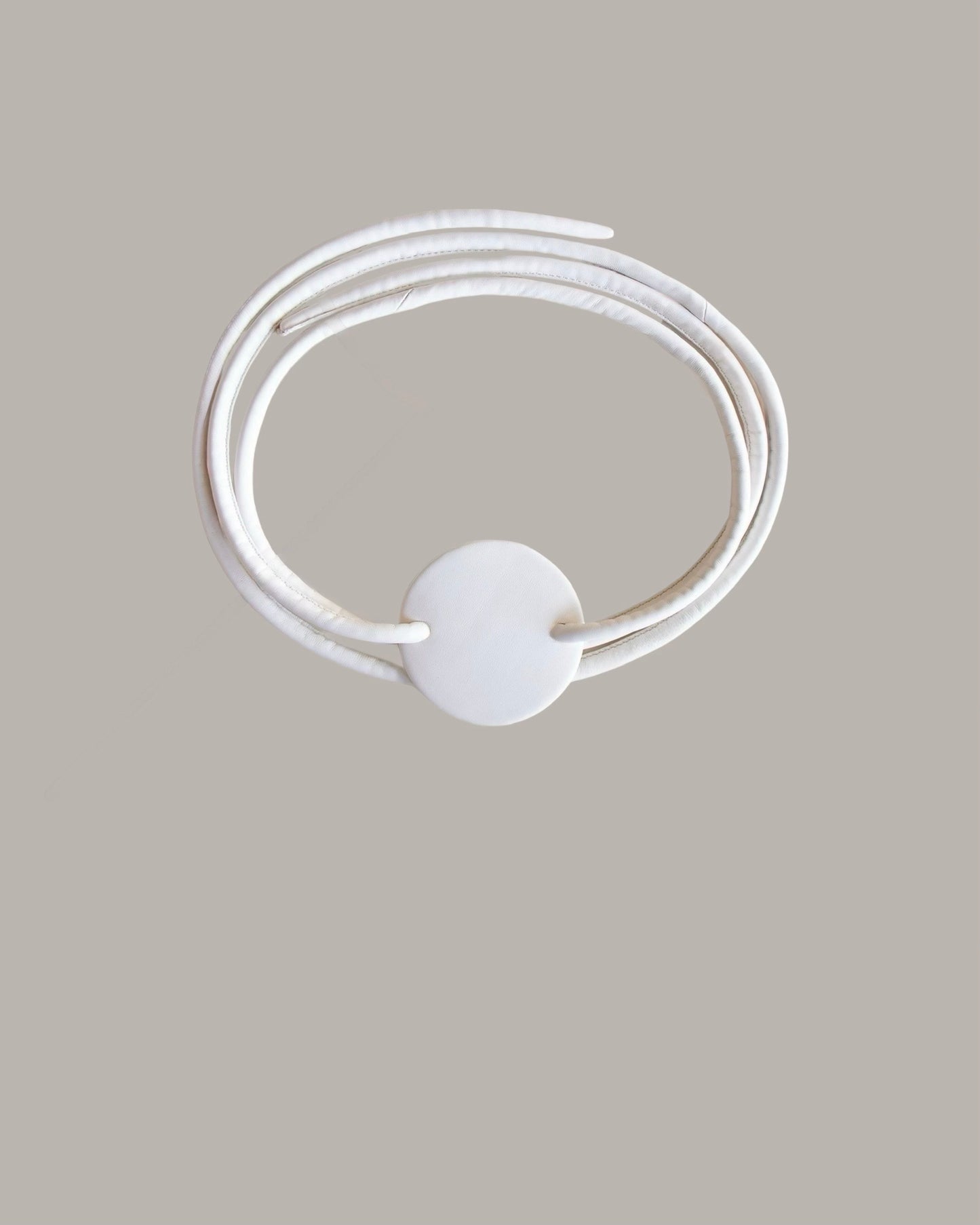 Infinite Full Moon Leather Belt in Milk