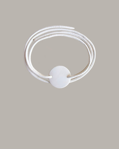 Infinite Full Moon Leather Belt in Milk