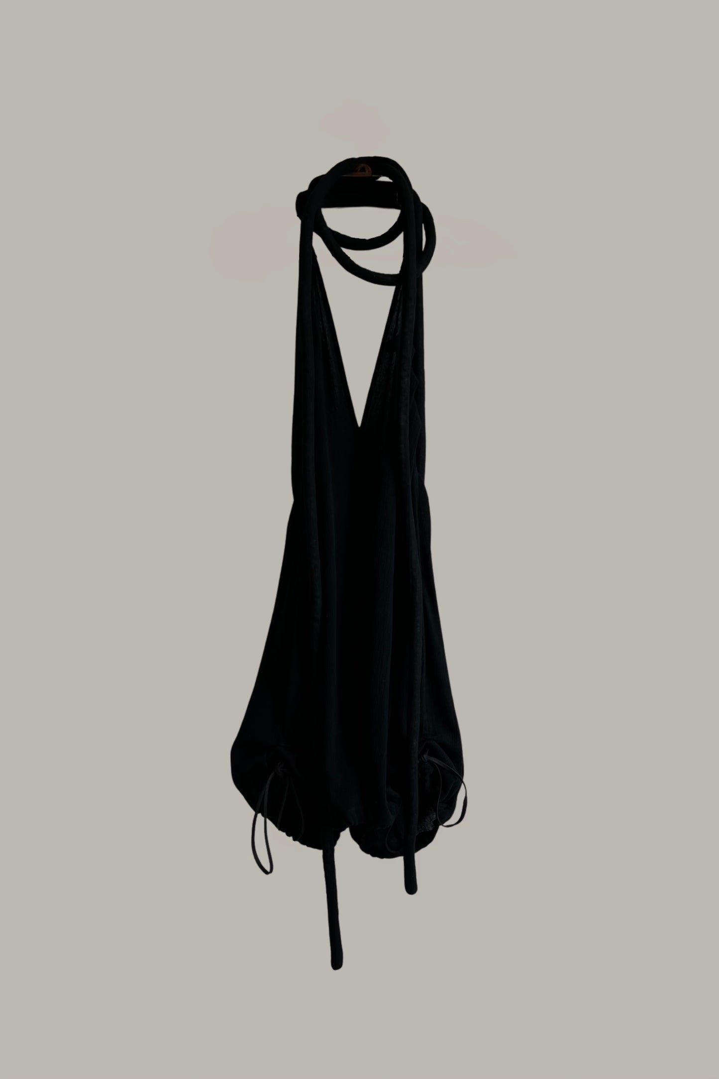 Infinite Rope Shorts Jumpsuit Black Cotton {Made to Order}