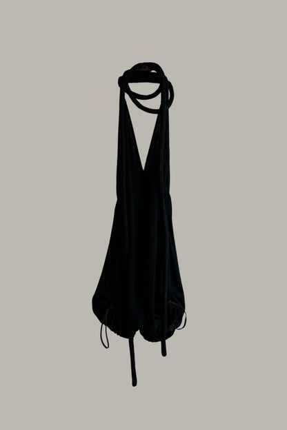 Infinite Rope Shorts Jumpsuit Black Cotton {Made to Order}