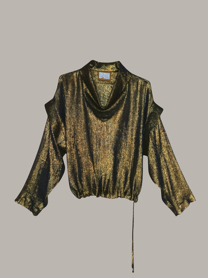 Ninja Pullover Black Gold Silk Lame (Made to Order)