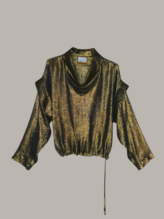Ninja Pullover Black Gold Silk Lame (Made to Order)