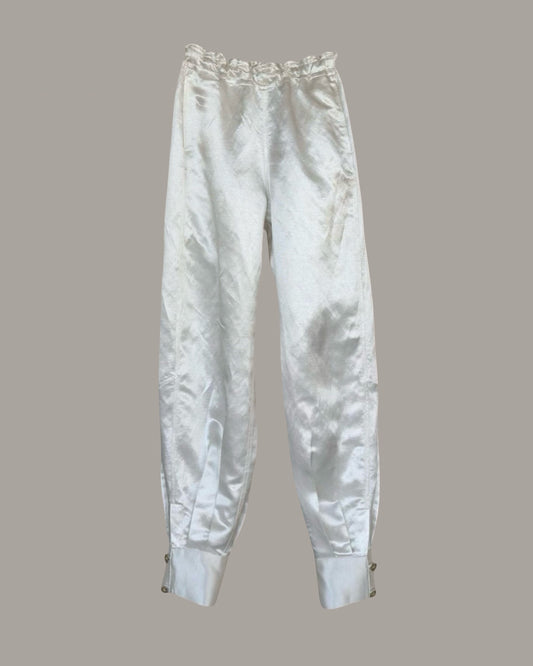 Cuffed Pantaloon in Pearl Hemp Silk Charmeuse