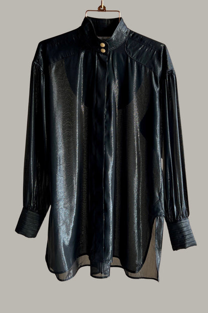 Paisano Blouse Black Lapis Silk Lame’ {Made to Order}