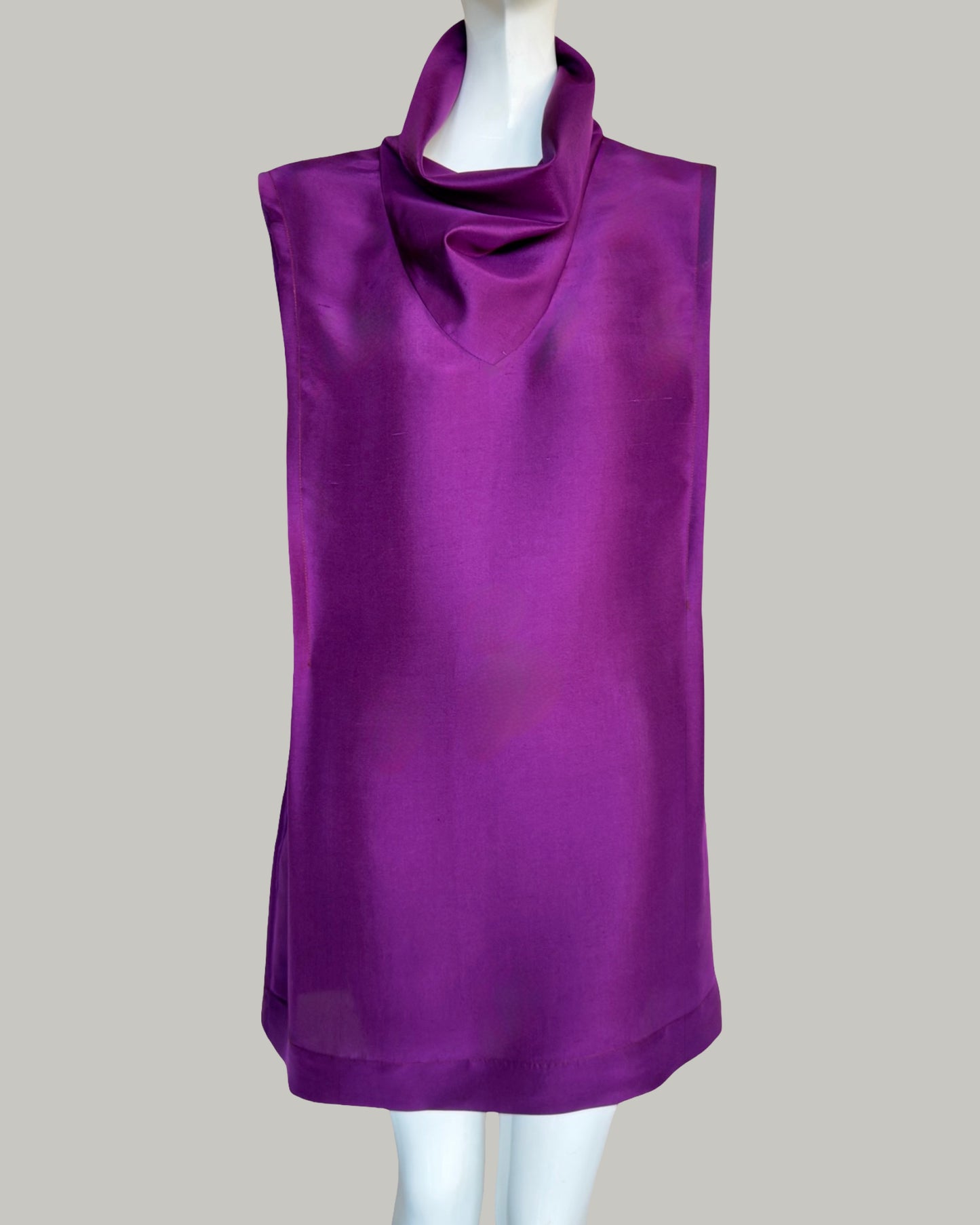 Ninja Shift Midi Dress in Boysenberry Textured Silk (Made to Order)