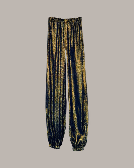Genie Pant Black Gold Silk Lamé (Made to Order)