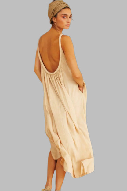 Sahara Chemise Dress Ecru Cotton Gauze