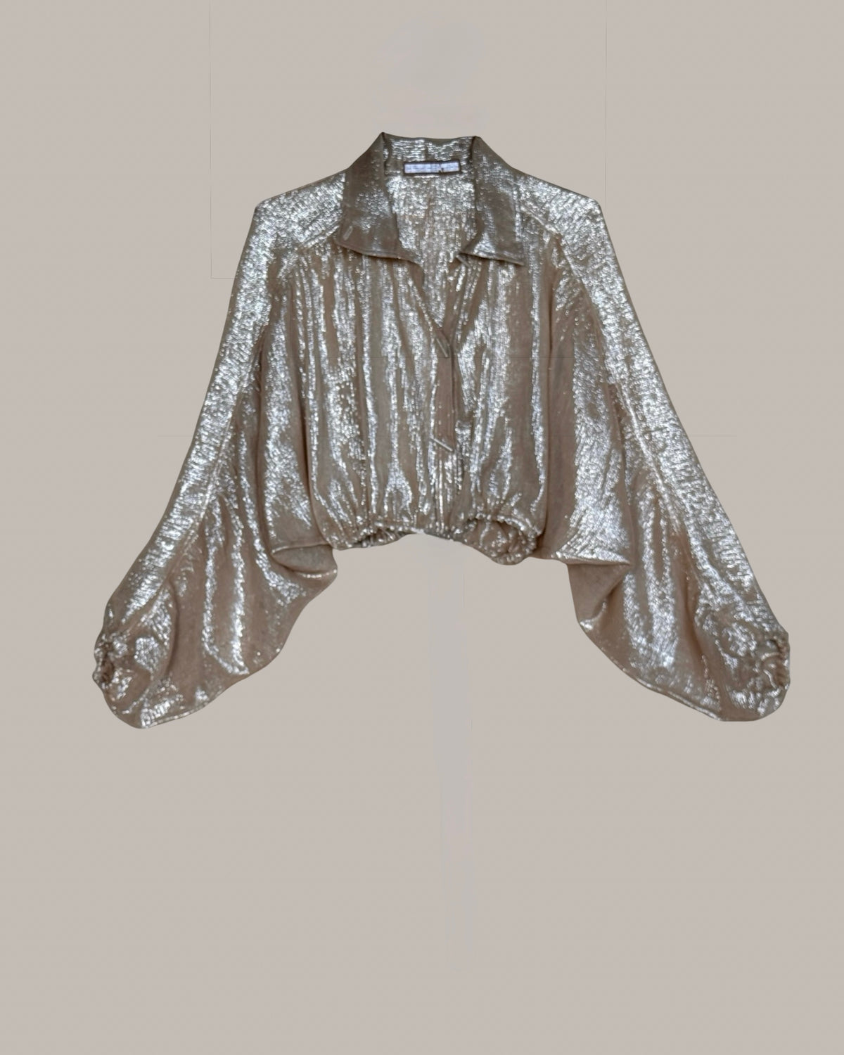 Rimbaud Jacket Blouse Champagne Silver Silk Chiffon Lamé {Made to Order}
