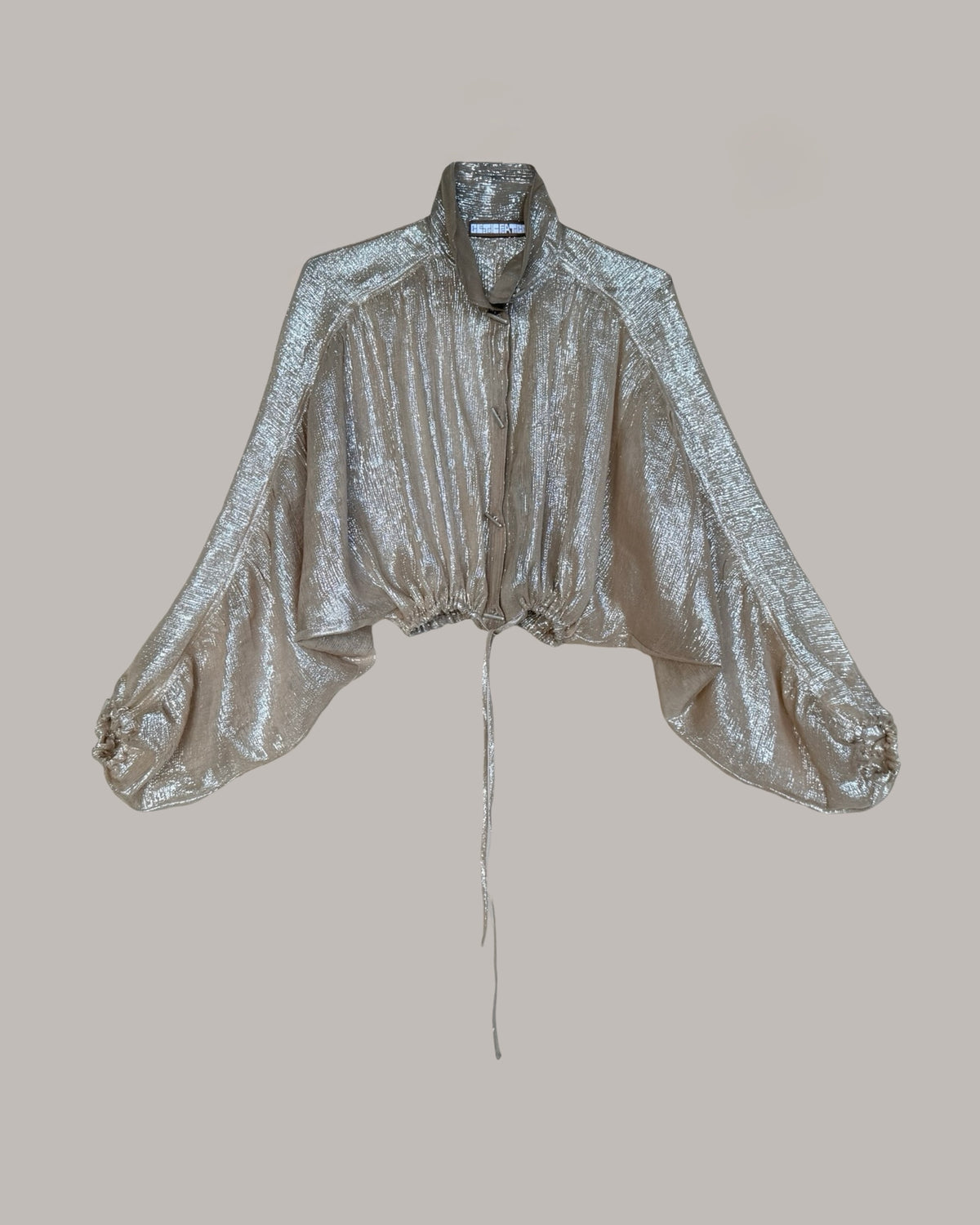 Rimbaud Jacket Blouse Champagne Silver Silk Chiffon Lamé {Made to Order}