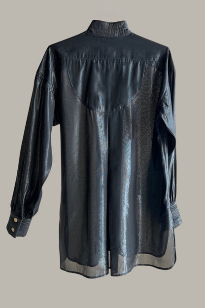Paisano Blouse Black Lapis Silk Lame’ {Made to Order}