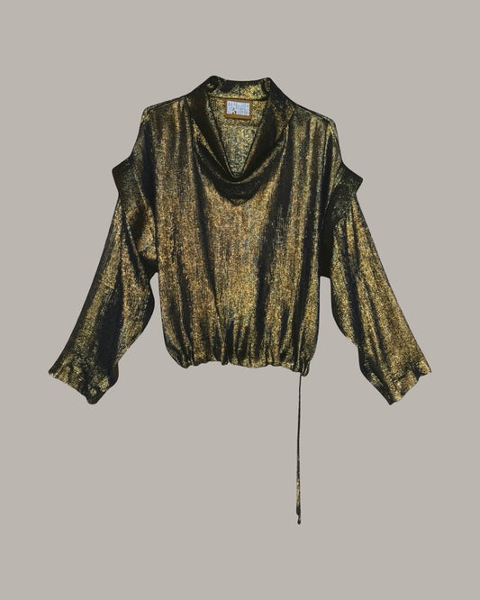 Ninja Pullover Black Gold Silk Lame (Made to Order)