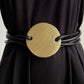 Infinite Full Moon Belt in Gold & Black Leather