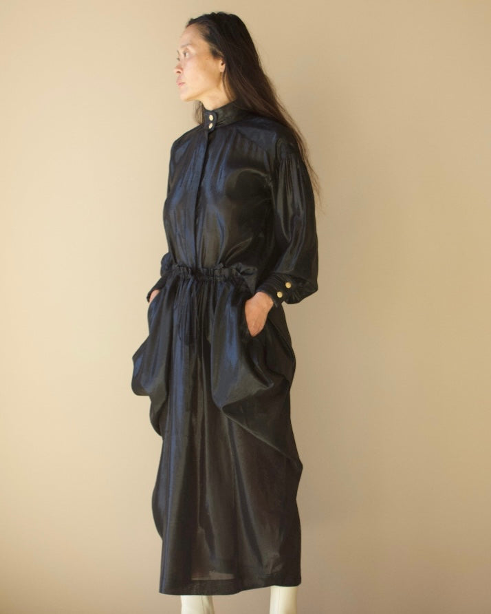 Convertible Propeller Skirt & Dress Black Lapis Silk Lame’ {Made to Order}