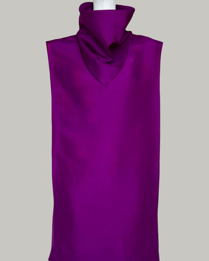 Ninja Shift Midi Dress in Boysenberry Textured Silk (Made to Order)