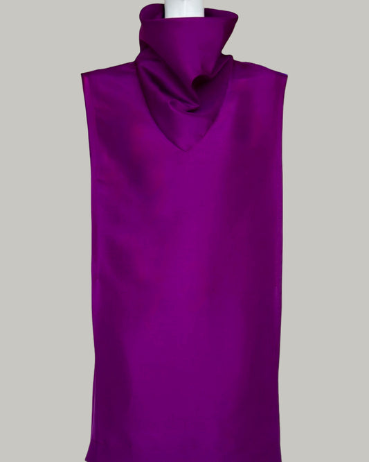 Ninja Shift Midi Dress in Boysenberry Textured Silk (Made to Order)