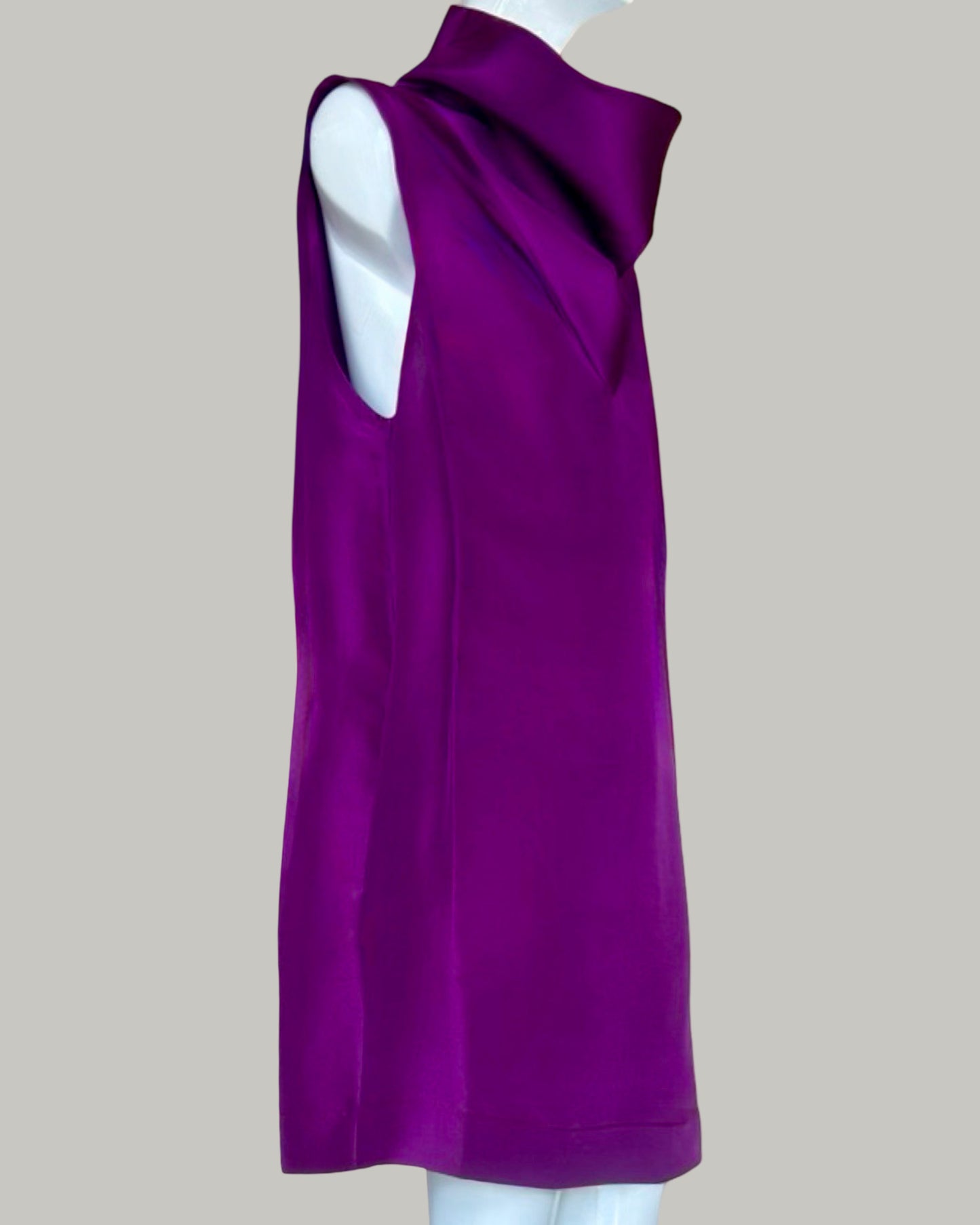 Ninja Shift Midi Dress in Boysenberry Textured Silk (Made to Order)