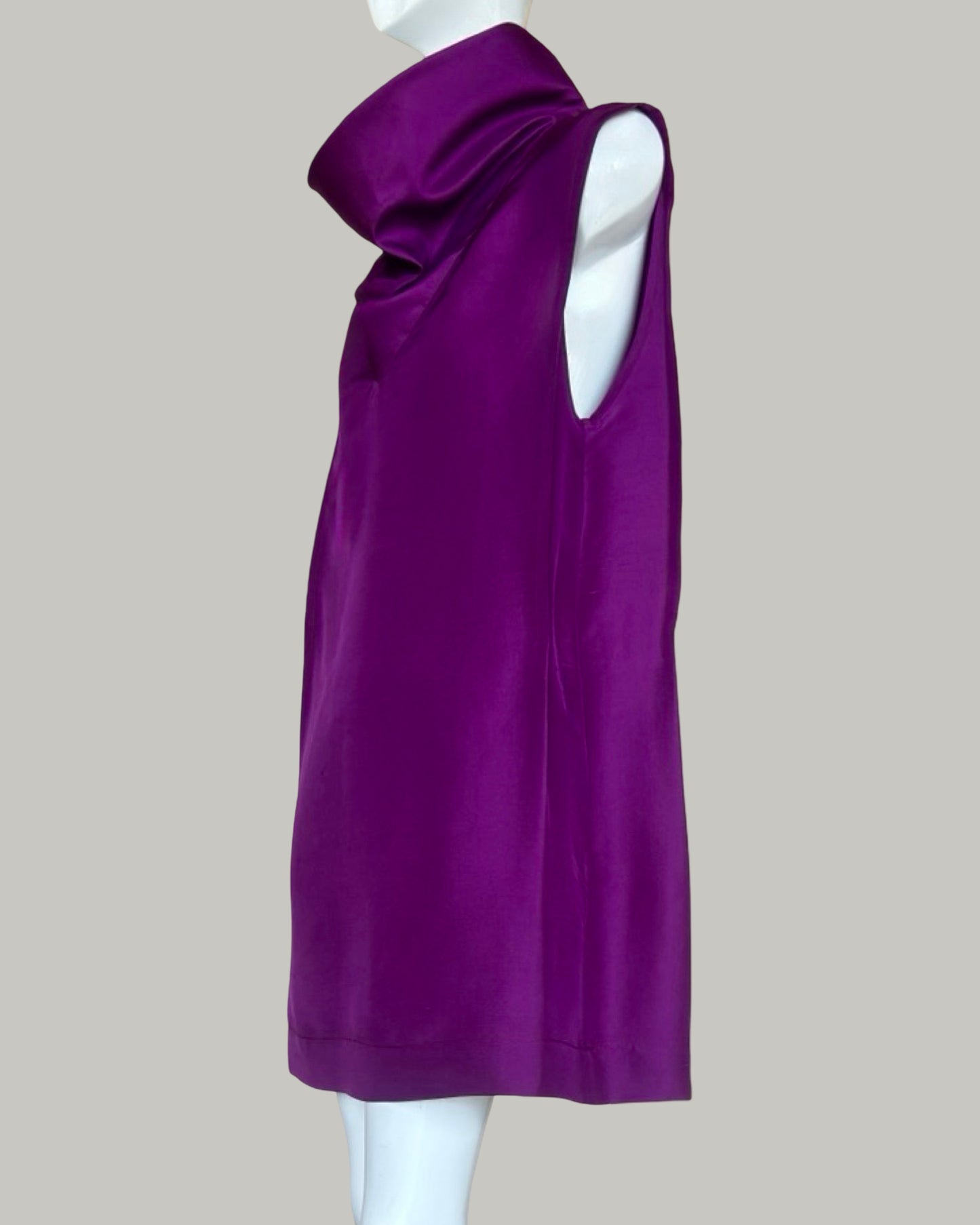Ninja Shift Midi Dress in Boysenberry Textured Silk (Made to Order)