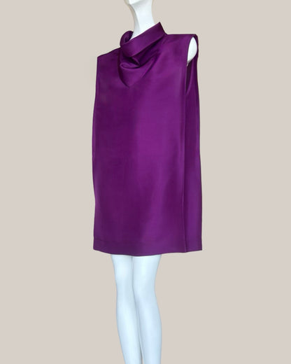 Skywalker Midi Dress in Boysenberry Textured Silk (Made to Order)