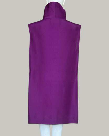 Ninja Shift Midi Dress in Boysenberry Textured Silk (Made to Order)