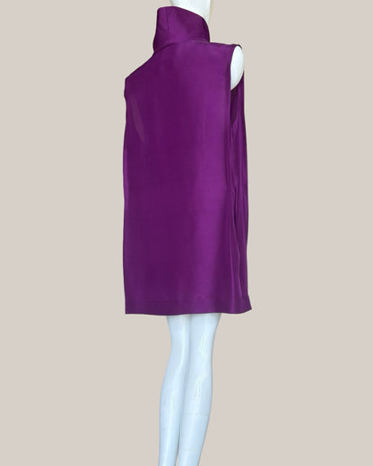 Skywalker Midi Dress in Boysenberry Textured Silk (Made to Order)