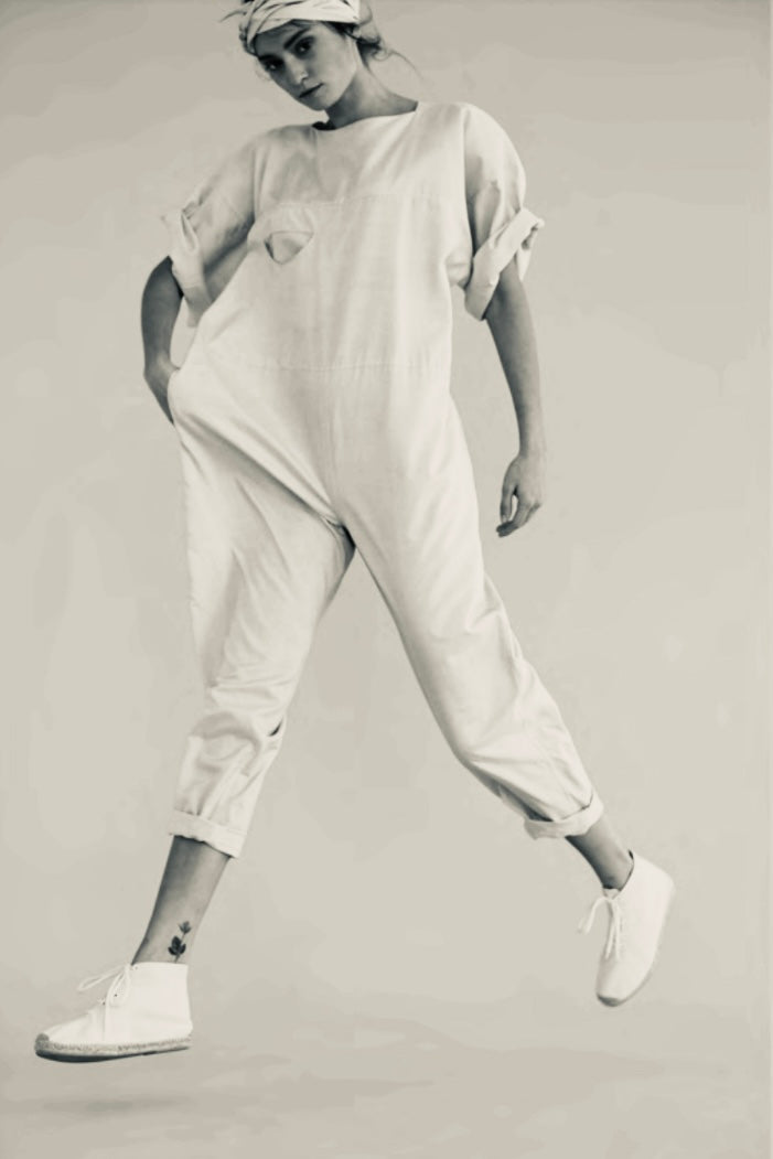 Boat Jumpsuit Ivory Cream Raw Silk