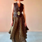 Cabriolet Ruffle Skirt/Dress in Black Onyx Metallic Gold Raw Silk