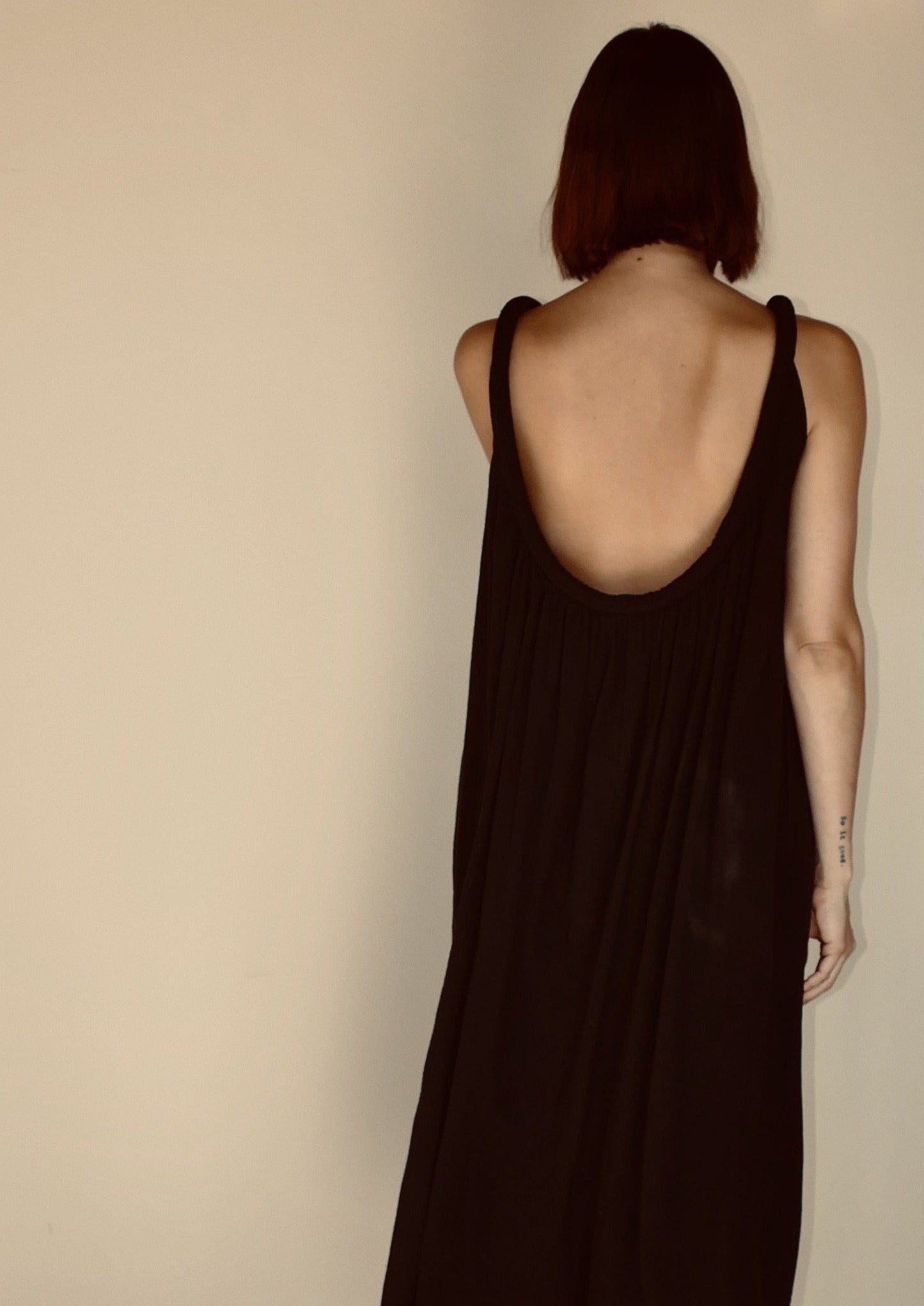 Sahara Chemise Dress in Black Onyx Parachute Silk {Made to Order}