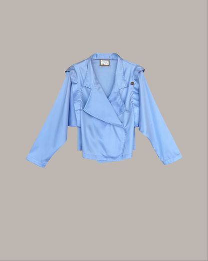 Aion Jacket Blouse in Periwinkle Blue Egyptian Cotton