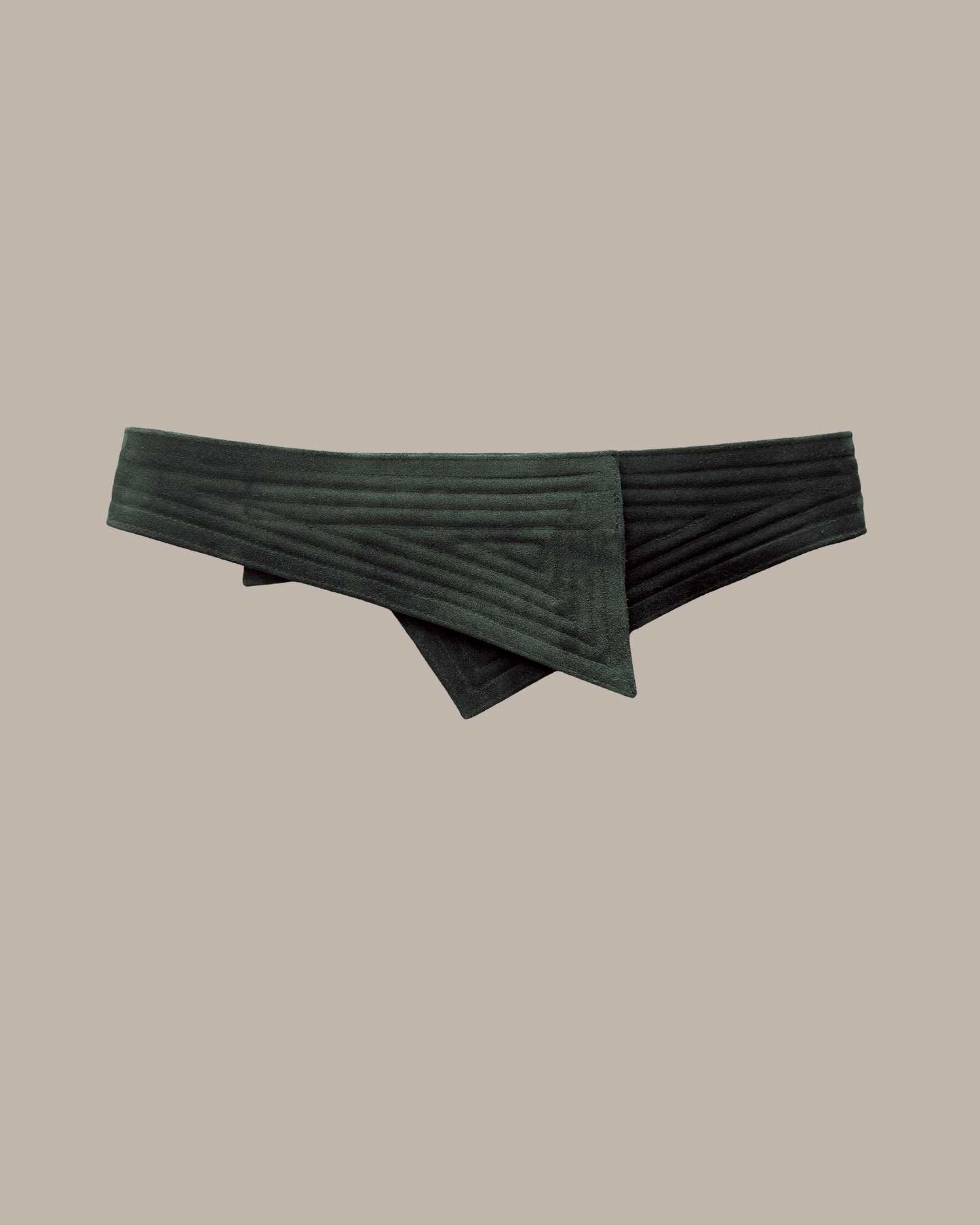Reversible Asymmetrical Belt Deep Sage Suede (Made to Order)