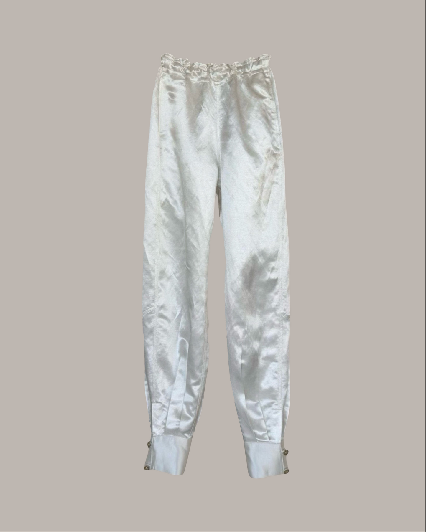 Cuffed Pantaloon in Pearl Hemp Silk Charmeuse