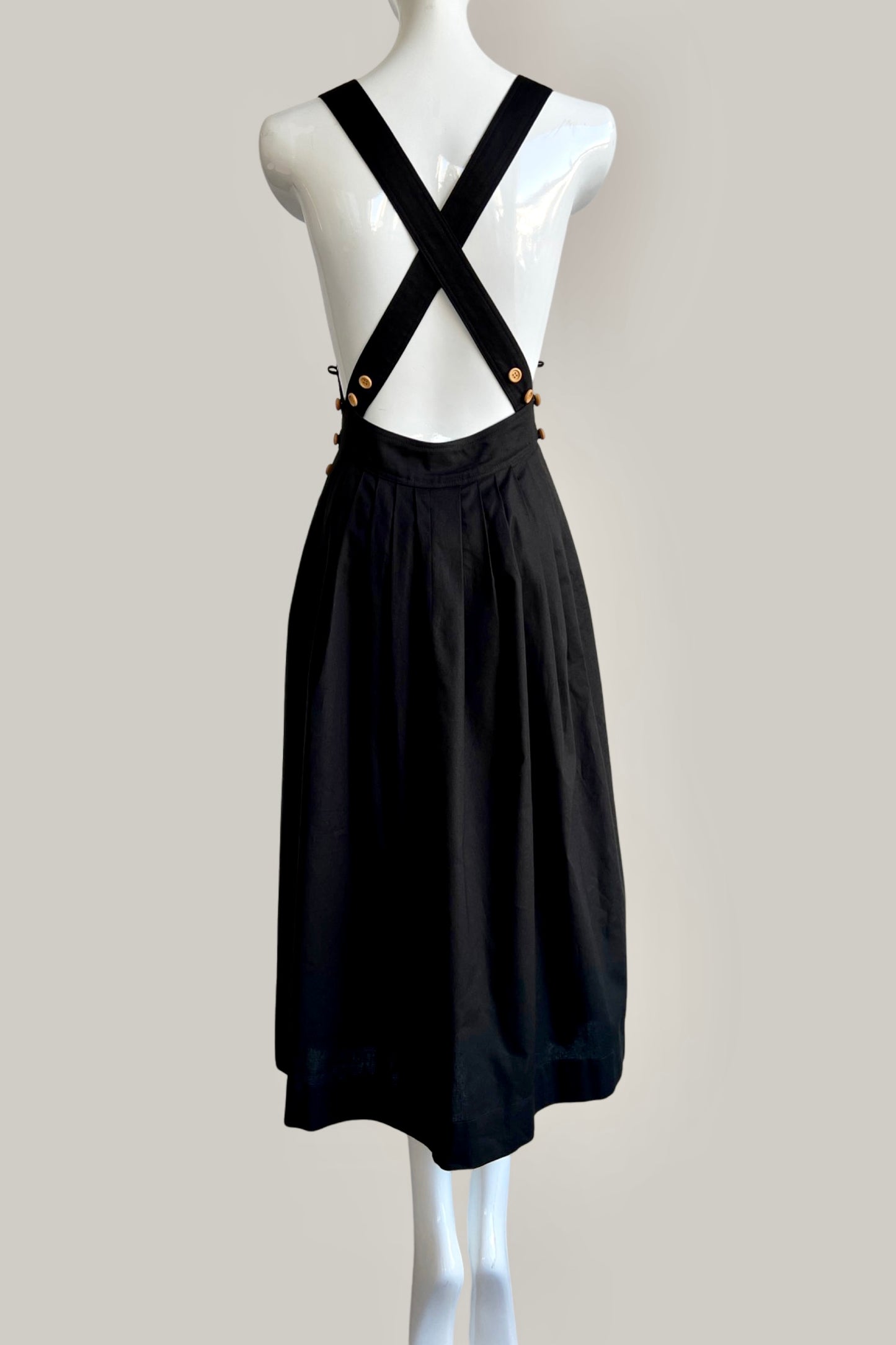 Traveling Pinafore Black Cotton {Made to Order}