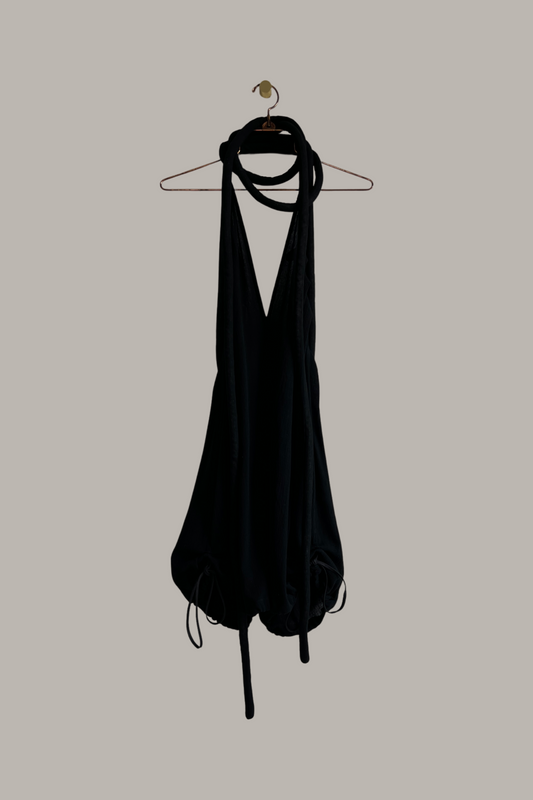 Infinite Rope Shorts Jumpsuit Black Cotton {Made to Order}
