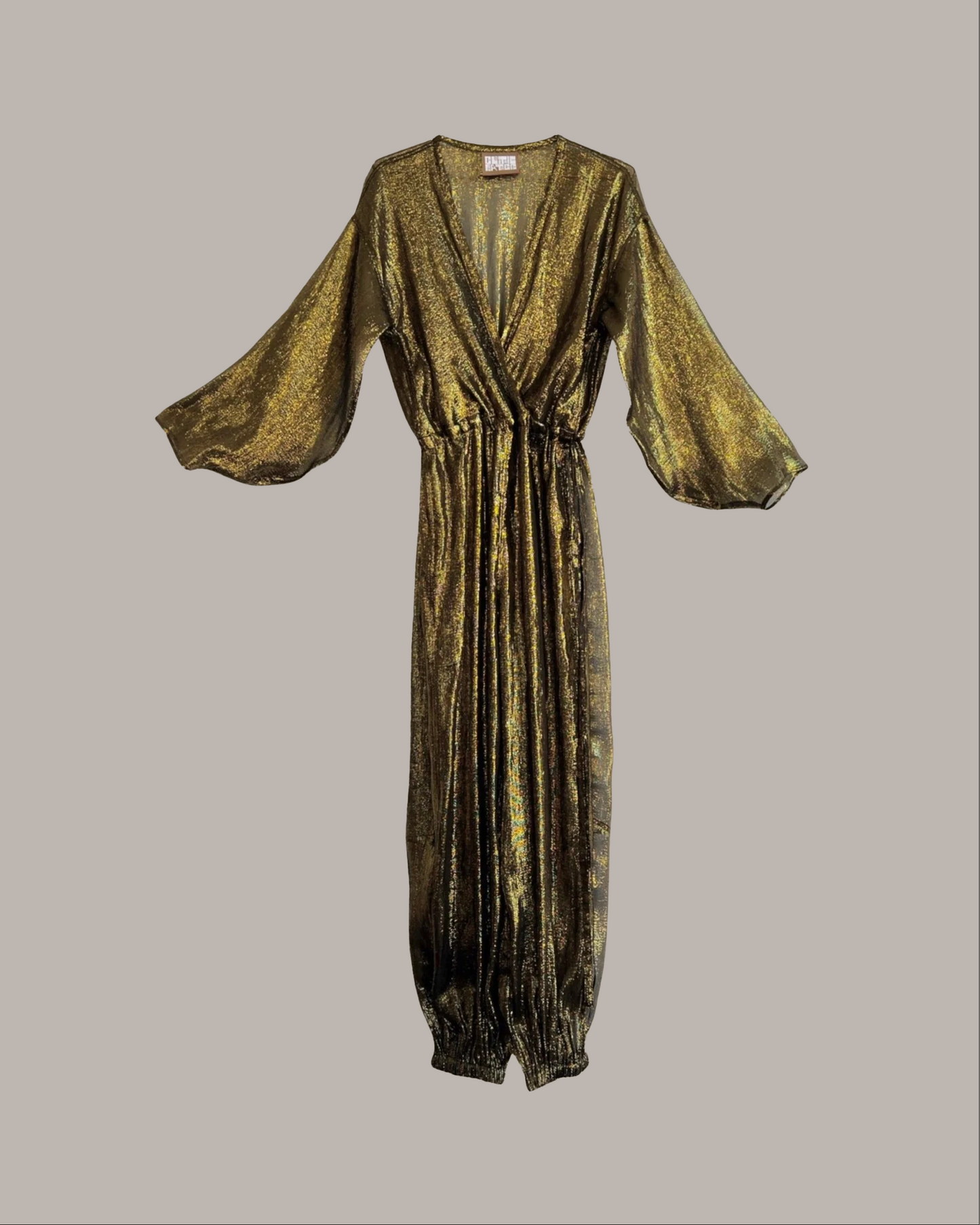 Kimono Jumpsuit Black & Gold Silk Chiffon Lame’ {Made to Order}