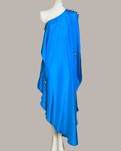 Convertible Kleos Dress Long Version Cadmium Blue Parachute Silk {Made to Order}