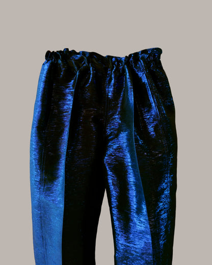 Cuffed Pantaloon in Royal Blue/Black Silk Metallic {Made to Order}