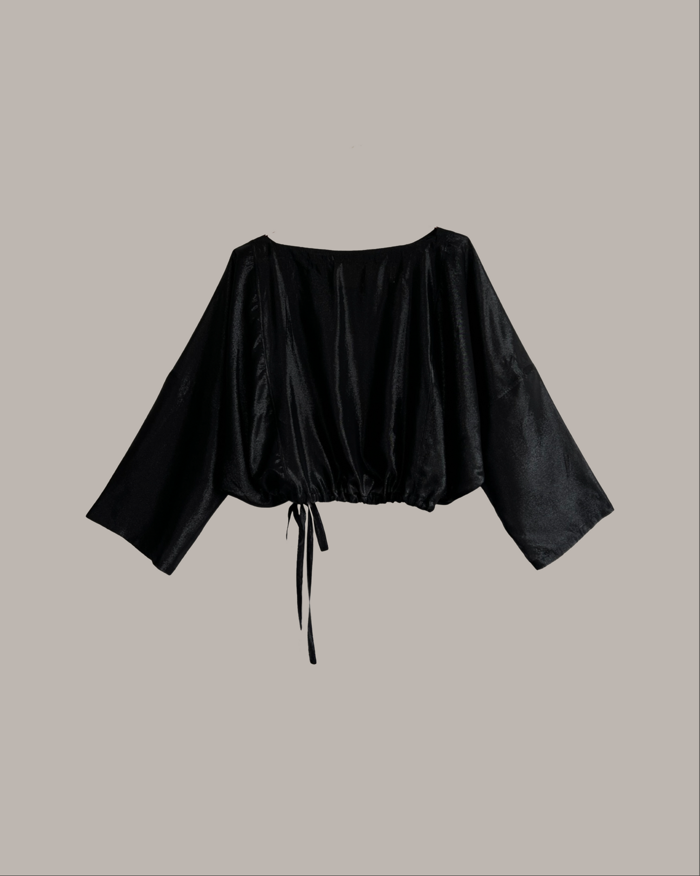 Moonrise Drawstring Pullover Black Lapis Silk Lamé {Made to Order}
