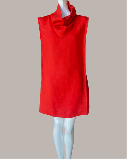 Ninja Shift Midi Dress in Rouge Linen (Made to Order)