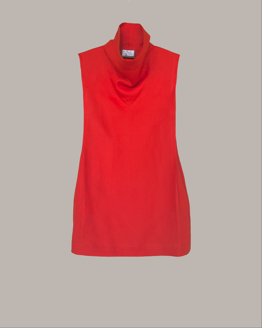 Ninja Shift Midi Dress in Rouge Linen (Made to Order)