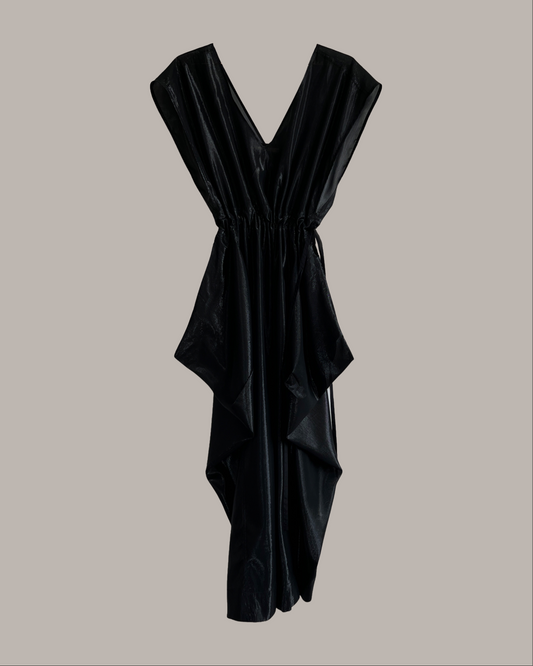 Origami Propeller Dress Black Lapis Silk Lame' {Made to Order}
