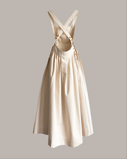 Traveling Pinafore Dress Cotton Natural Canvas {Made to Order}