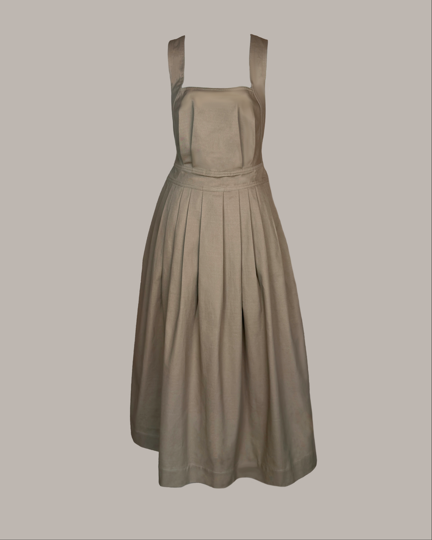 Traveling Pinafore Dress Khaki Cotton Twill {Made to Order}