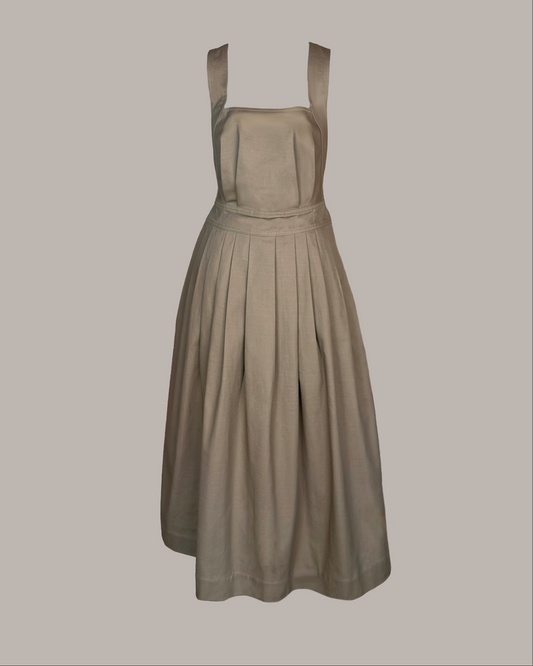 Traveling Pinafore Dress Khaki Cotton Twill {Made to Order}