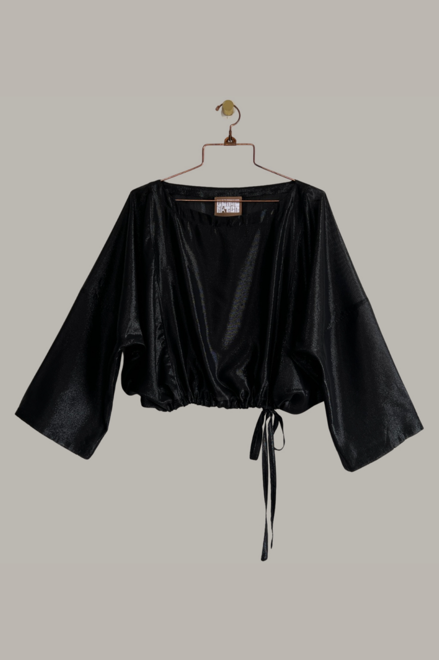 Moonrise Drawstring Pullover Black Lapis Silk Lamé {Made to Order}