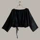 Moonrise Drawstring Pullover Black Lapis Silk Lamé