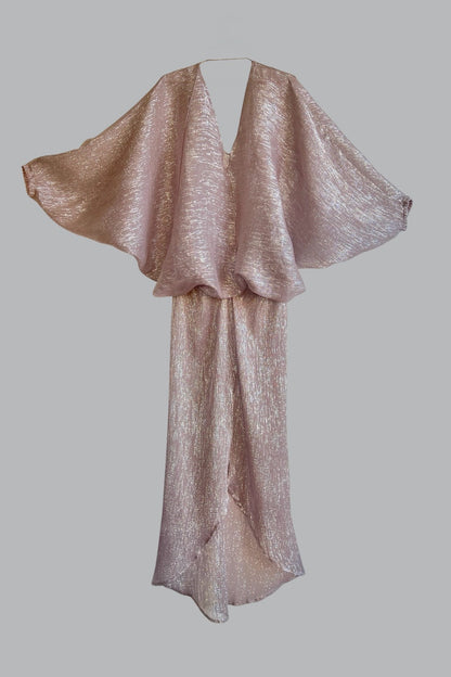 Infinite Mantaray Gown Silk Chiffon Lamé in Champagne {Made to Order}