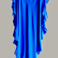 Ruffle Kaftan with Quilted Obi Belt Cotton Gauze Cobalt Blue