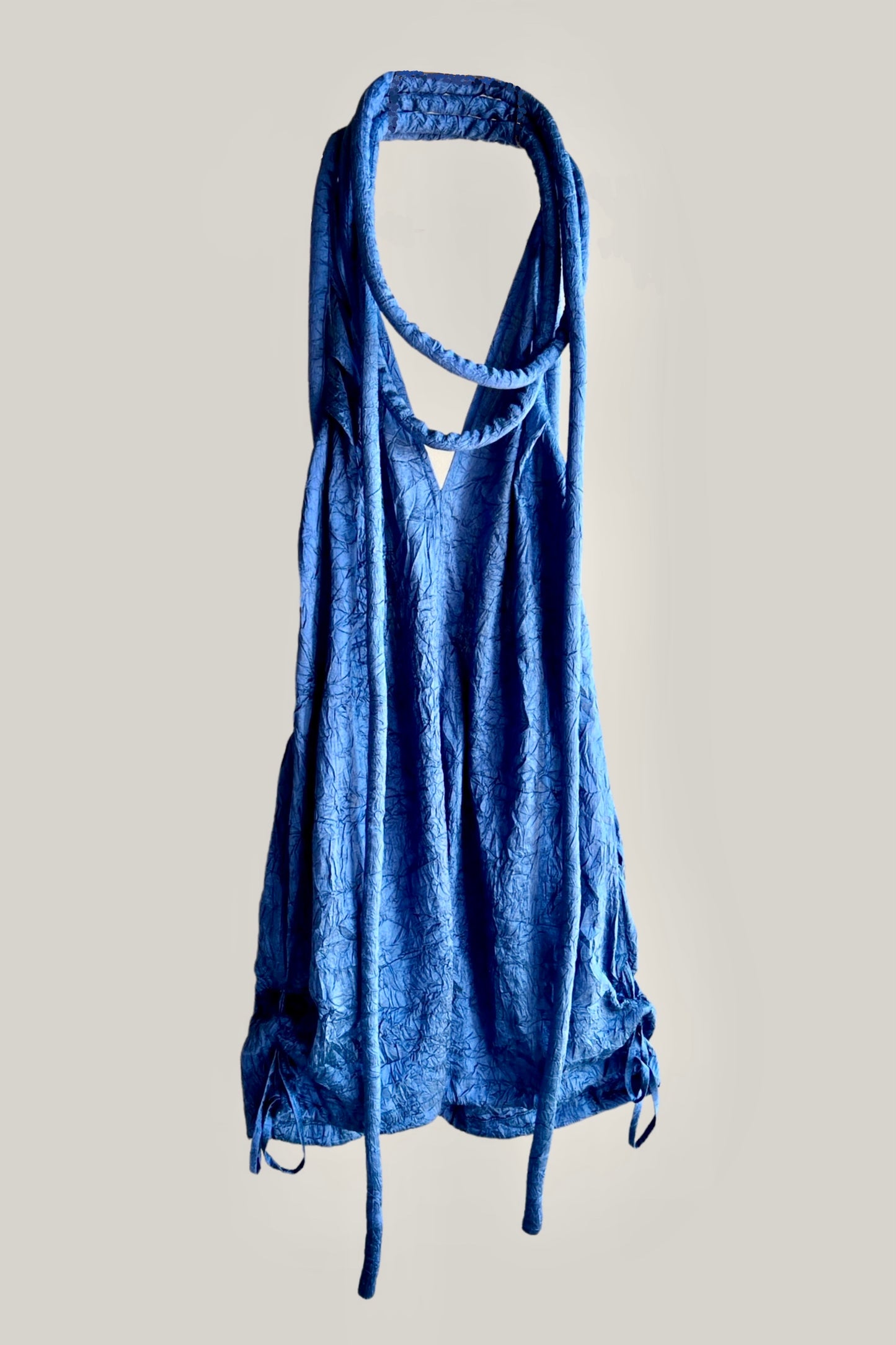 Infinite Rope Shorts Jumpsuit Sapphire Blue Crushed Silk
